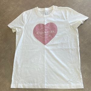 Coach T Shirt With Pink Heart Signature